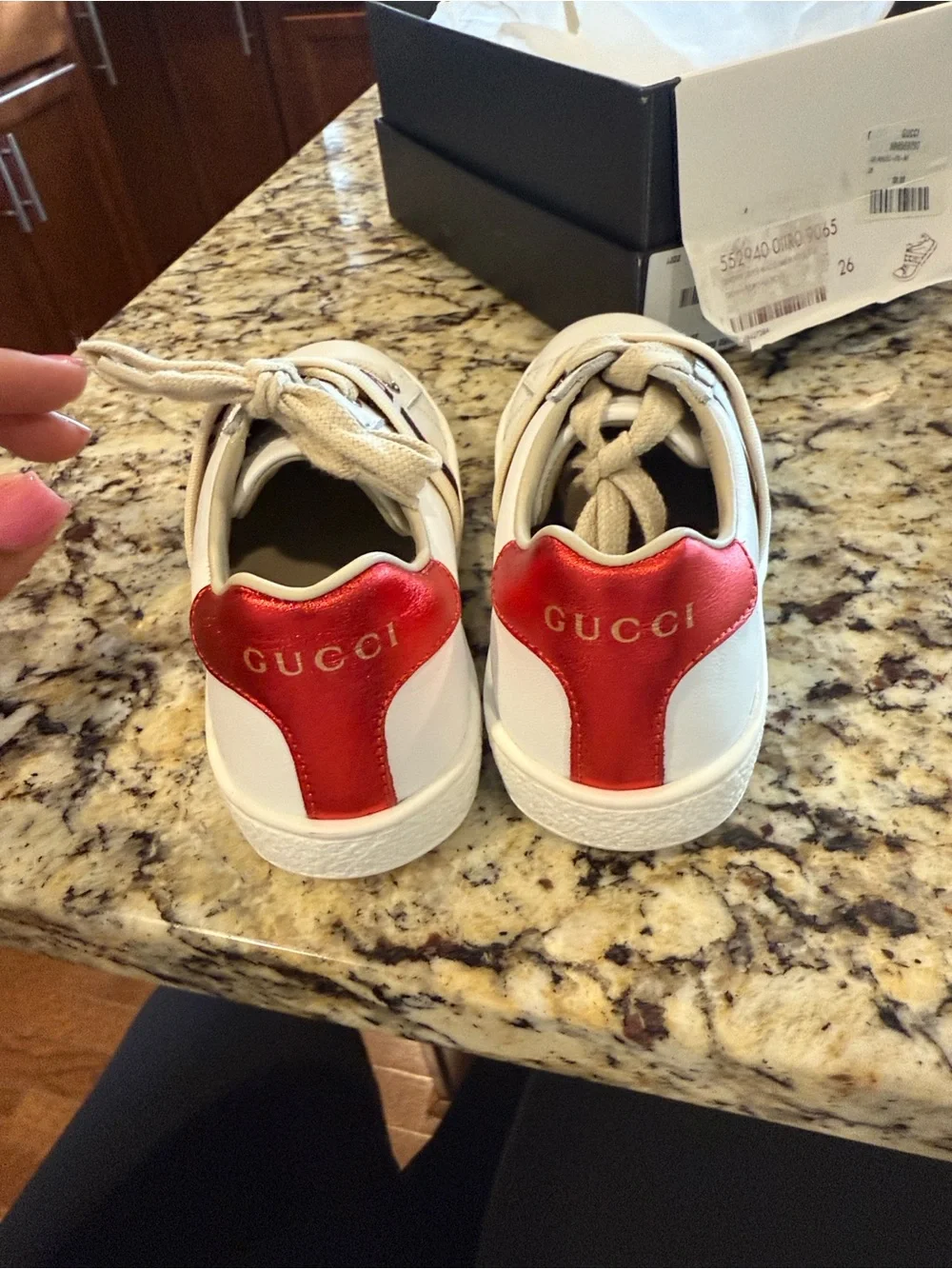 Gucci Kids White Logo Rubber Sole Sneakers authentic unisex